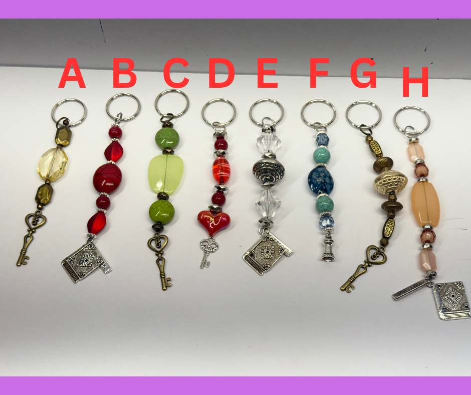 Handcrafted by the Author Beaded Keychains with charms – 8 Unique Styles