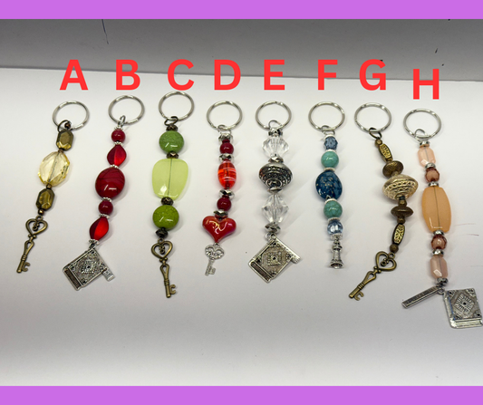 Handcrafted by the Author Beaded Keychains with charms – 8 Unique Styles