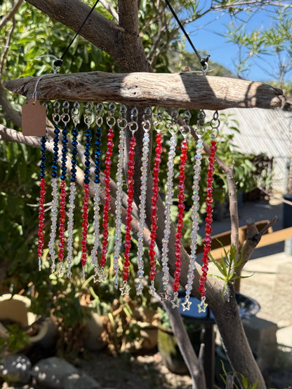 American Flag Glass Bead Driftwood Suncatcher - Medium 2