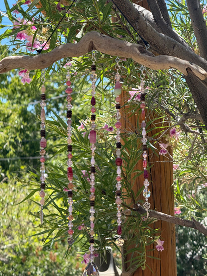 Handmade Beaded Suncatcher: Driftwood - Pink