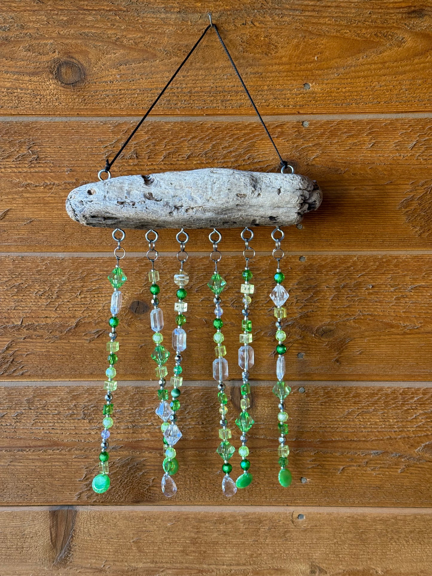 Handmade Beaded Suncatcher: Driftwood - Green