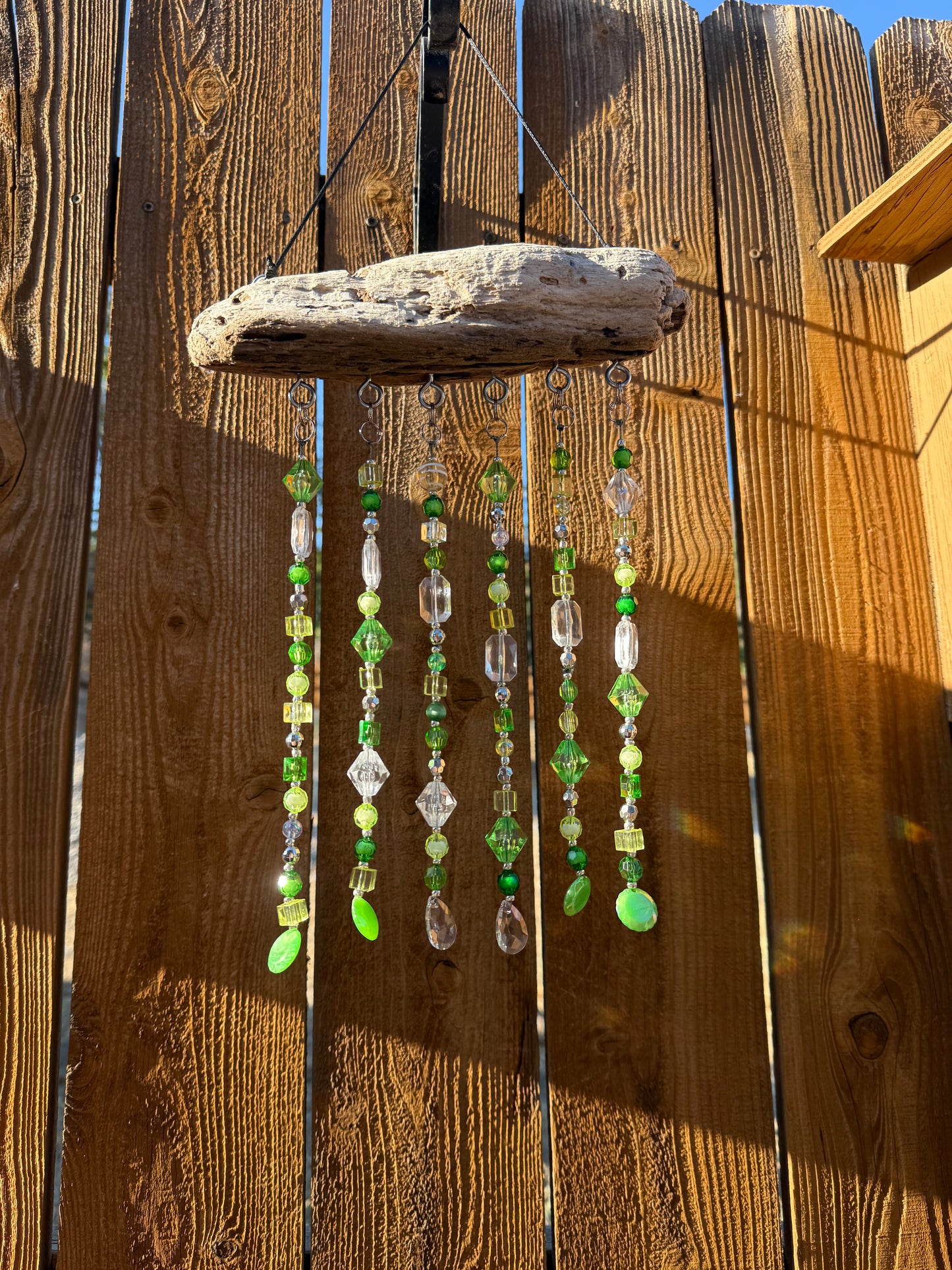 Handmade Beaded Suncatcher: Driftwood - Green