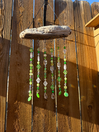 Handmade Beaded Suncatcher: Driftwood - Green