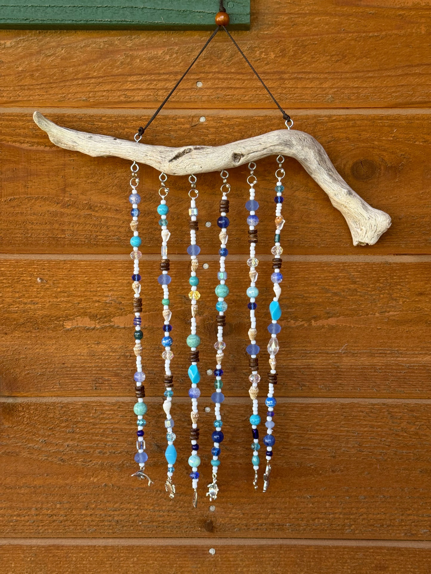Blue Glass and Driftwood Suncatcher