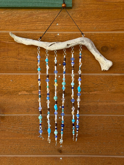 Blue Glass and Driftwood Suncatcher