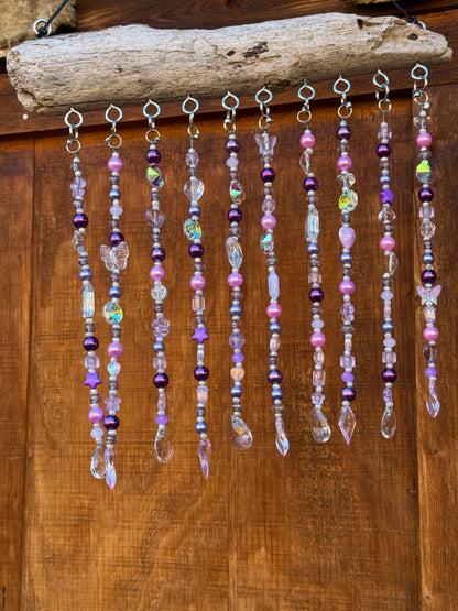 Coastal Beaded Suncatcher with Driftwood | Ocean Blue Hanging Decor
