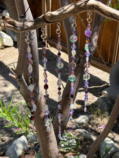Purple Glass Bead Driftwood Suncatcher -