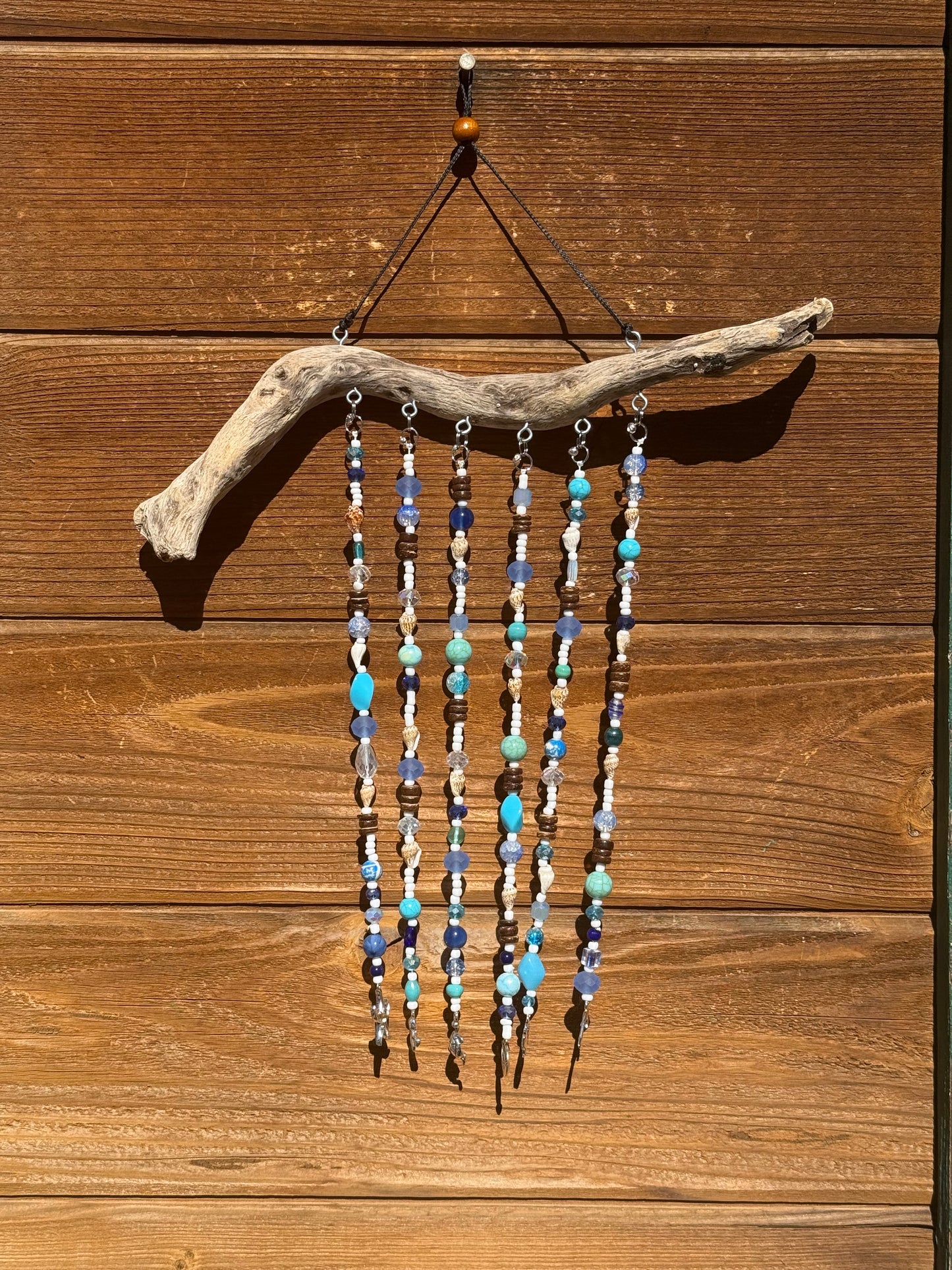 Blue Glass and Driftwood Suncatcher