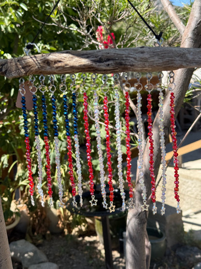 American Flag Glass Bead Driftwood Suncatcher - Medium 2