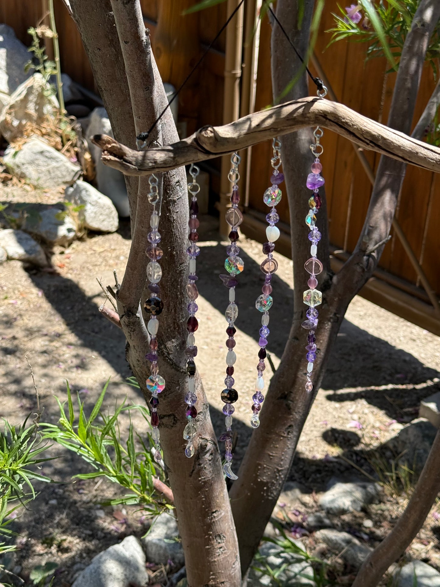 Purple Glass Bead Driftwood Suncatcher -