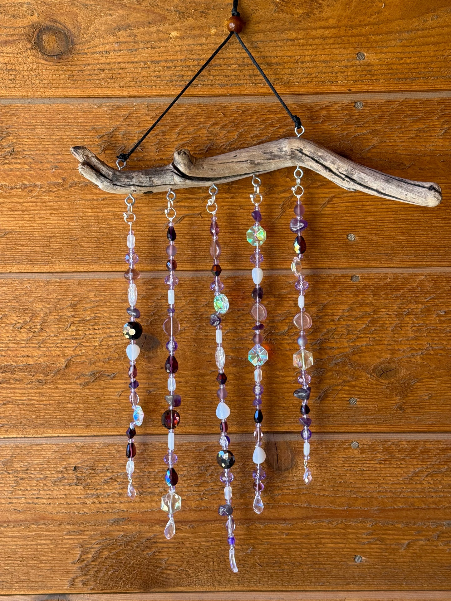Purple Glass Bead Driftwood Suncatcher -