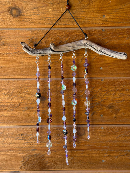 Purple Glass Bead Driftwood Suncatcher -