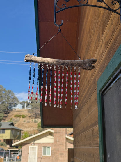 American Flag Glass Bead Driftwood Suncatcher - Med 3