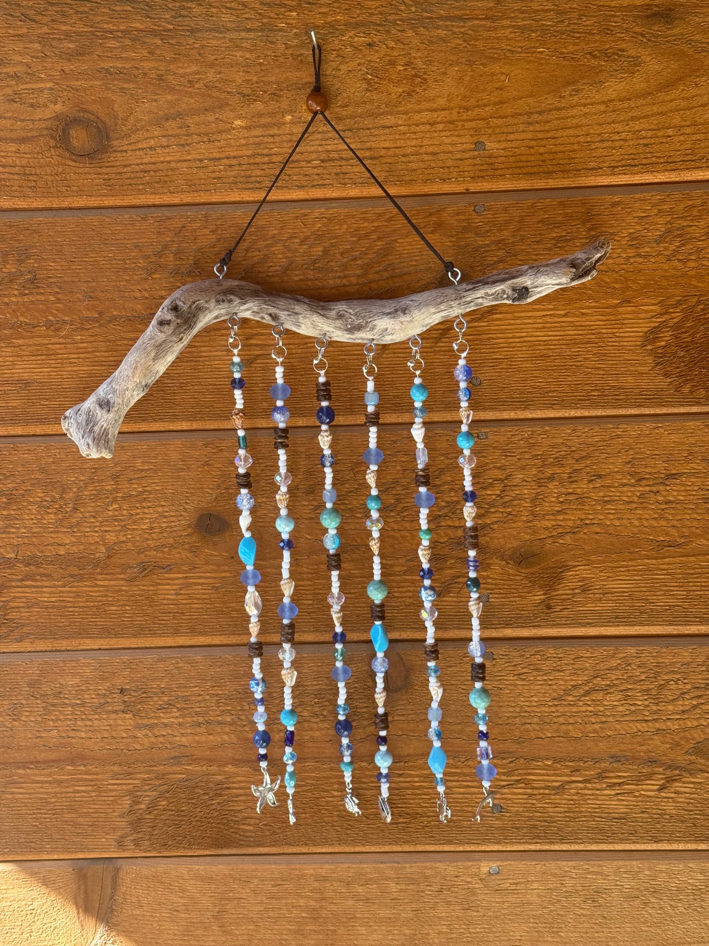 Blue Glass and Driftwood Suncatcher