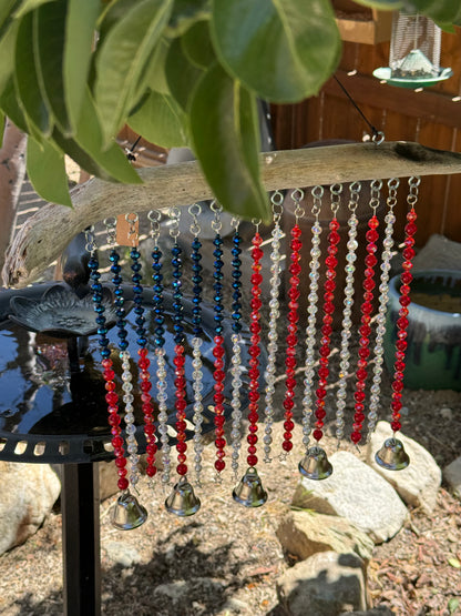 Glass Bead Driftwood American Flag Suncatcher / Wind Chime - large