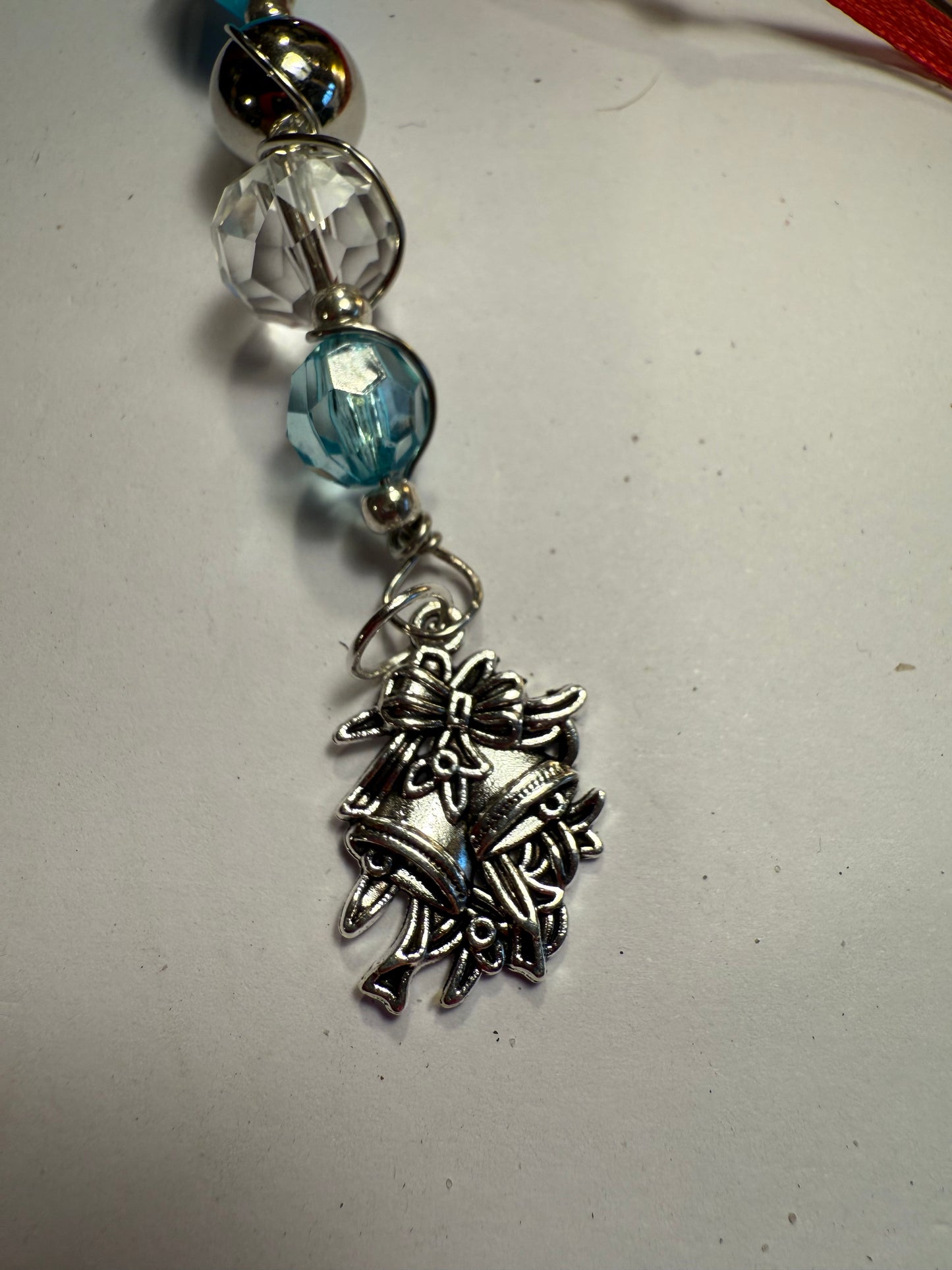 Blue - Clear Beaded Christmas Tree Ornament