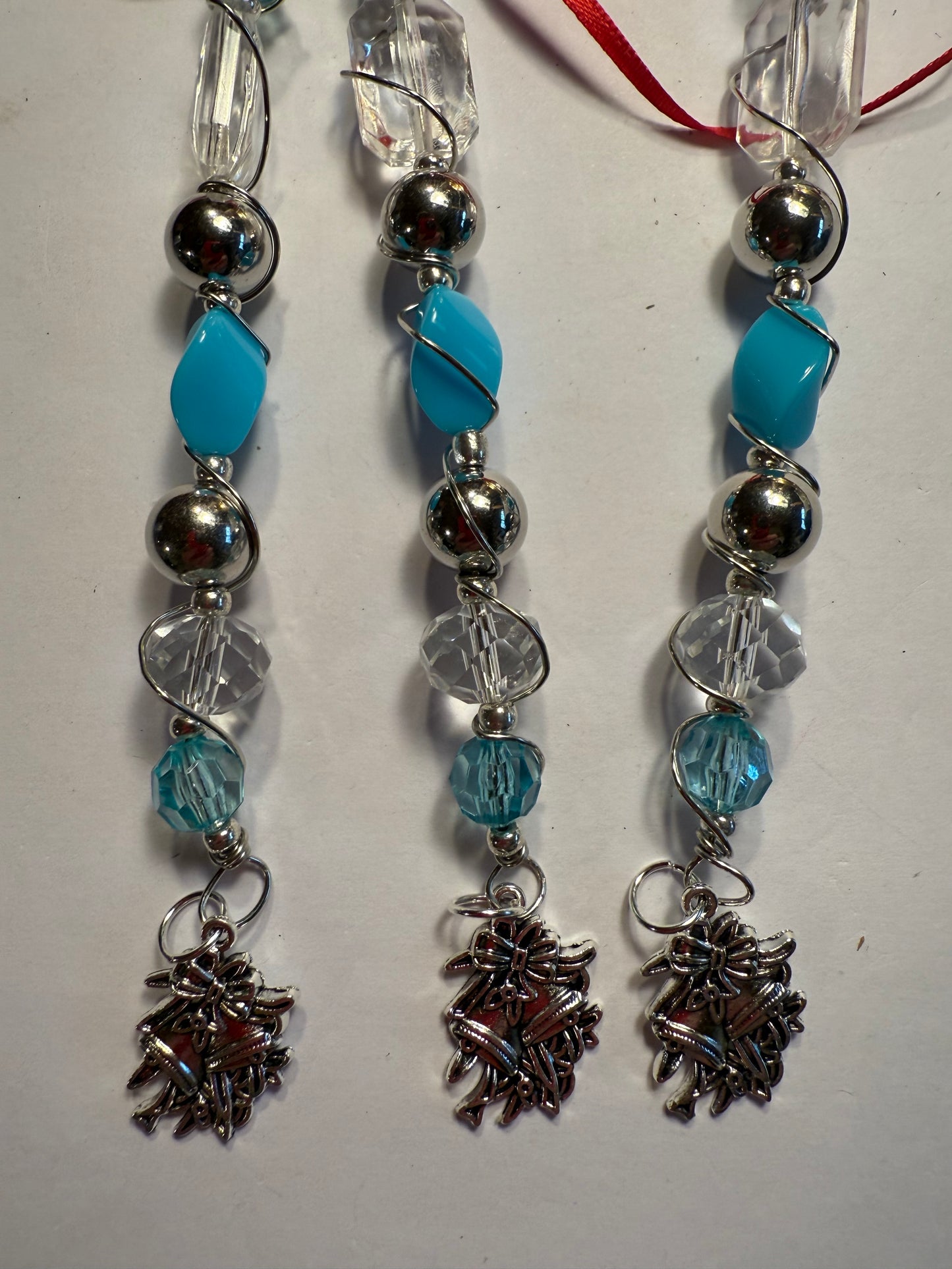 Blue - Clear Beaded Christmas Tree Ornament