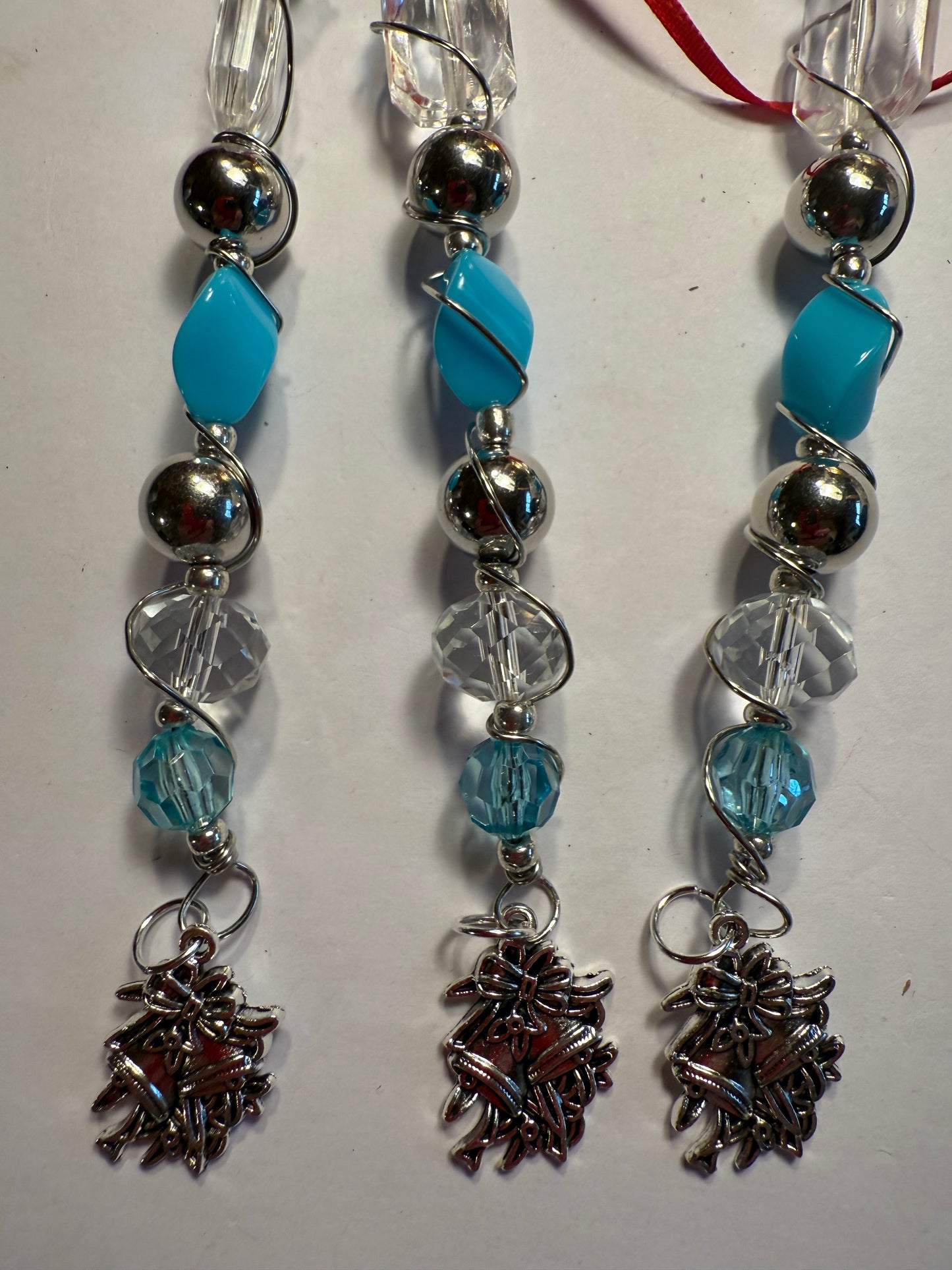 Blue - Clear Beaded Christmas Tree Ornament