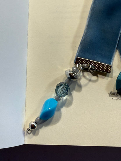 Ocean Blue nauticall Bookmark | Handmade Ribbon Bookmark with Nautical Charm | Beach Reader Gift | Gift Box Included