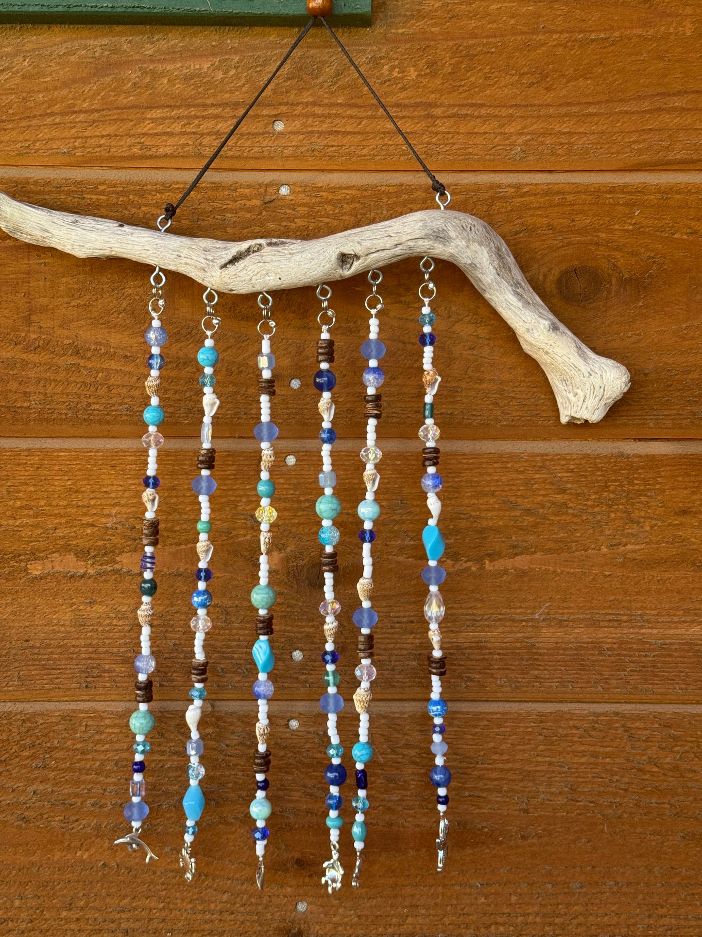 Blue Glass and Driftwood Suncatcher