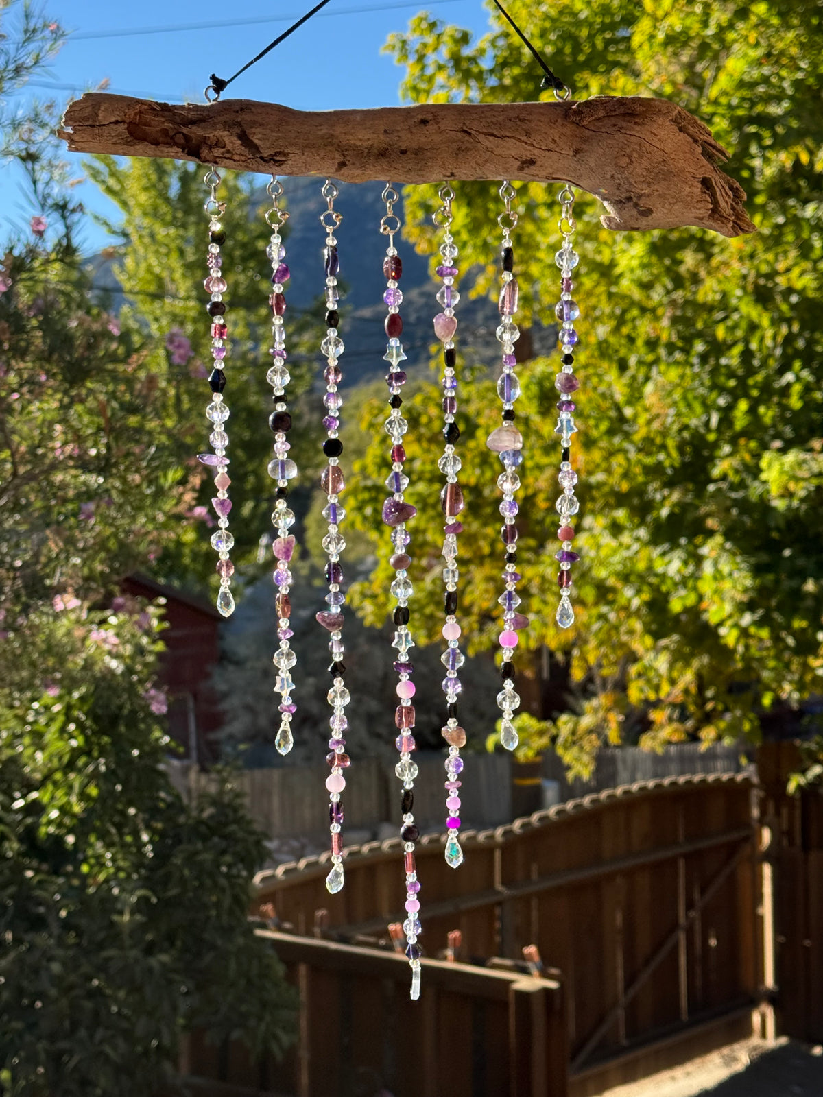 Purple Glass Bead Driftwood Suncatcher -