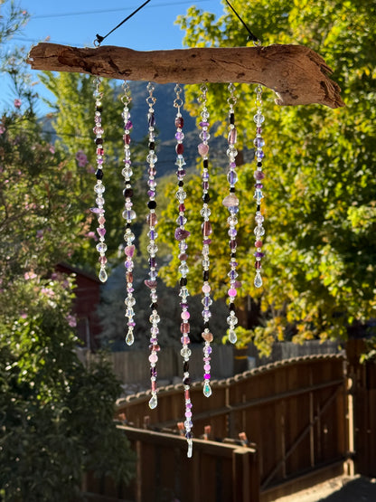 Purple Glass Bead Driftwood Suncatcher -