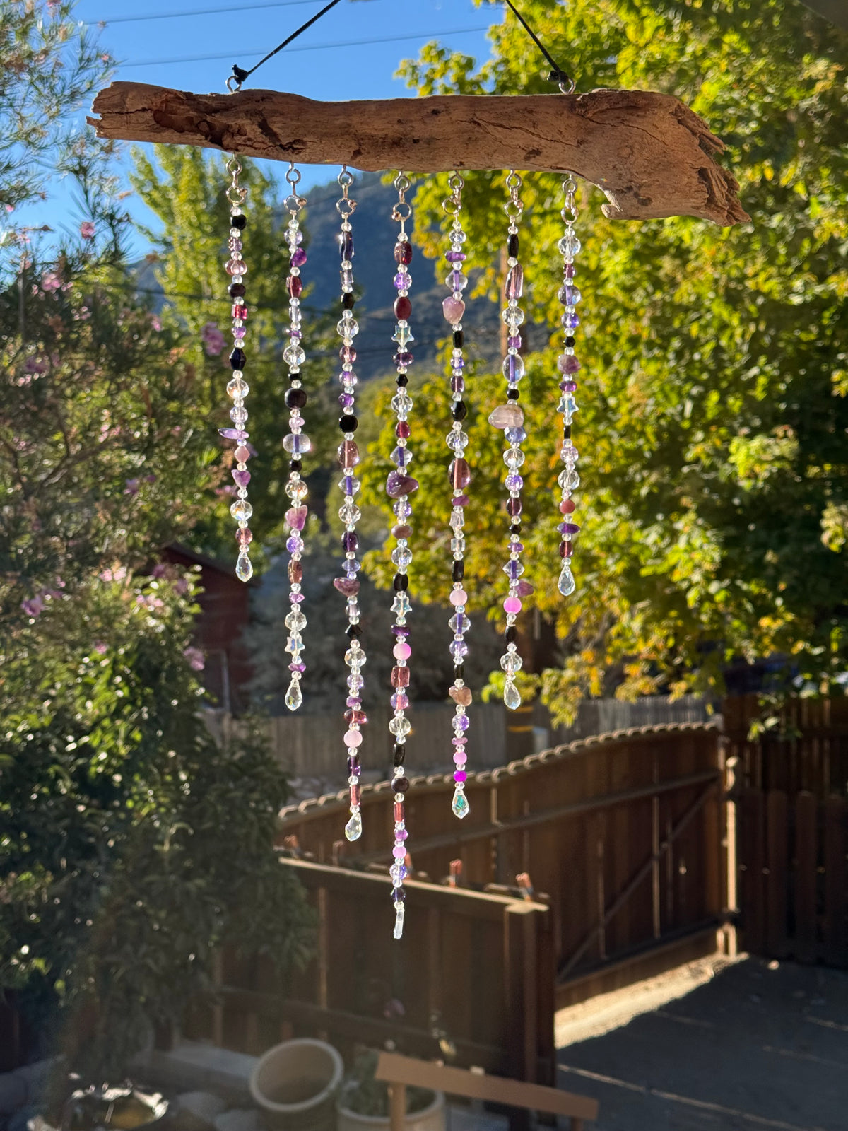 Purple Glass Bead Driftwood Suncatcher -