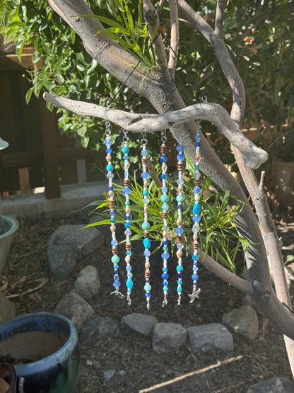 Blue Glass and Driftwood Suncatcher