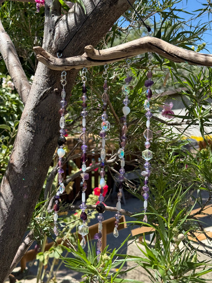 Purple Glass Bead Driftwood Suncatcher -