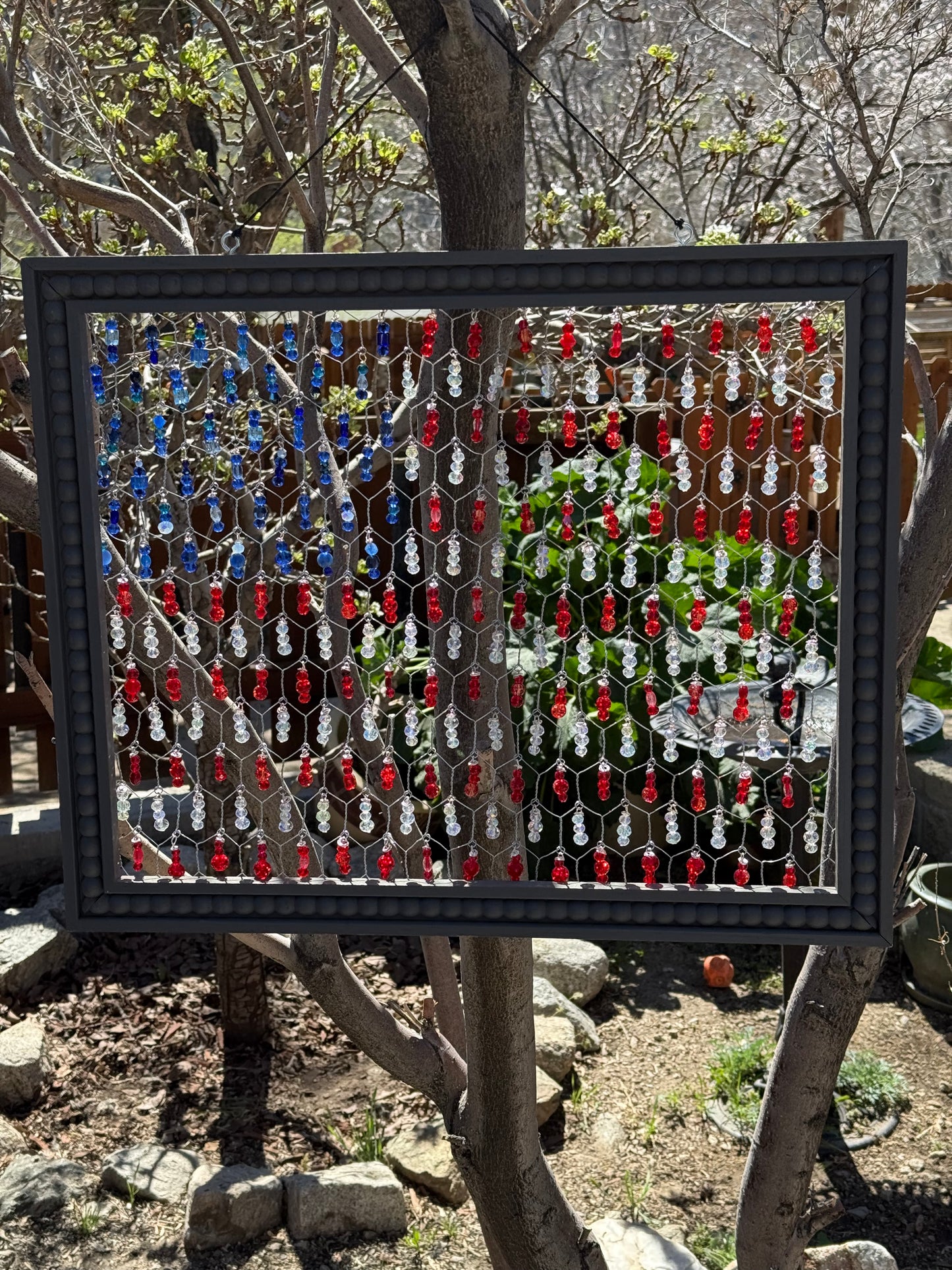 American Flag Chicken Wire Suncatcher Inspired by Tammy Mellows