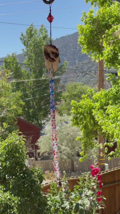 Glass Bead and Driftwood American Flag Suncatcher - medium