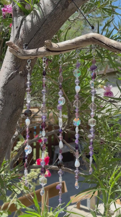 Purple Glass Bead Driftwood Suncatcher -