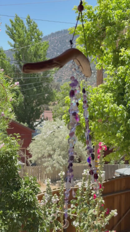 Purple Glass Bead Driftwood Suncatcher -