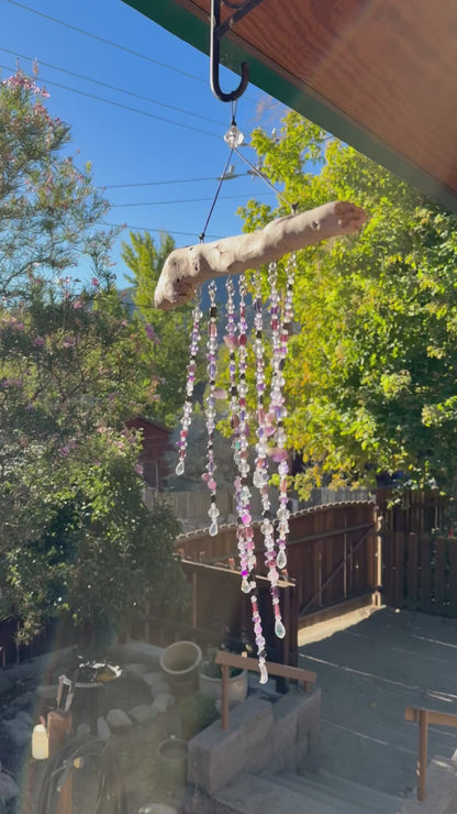 Purple Glass Bead Driftwood Suncatcher -