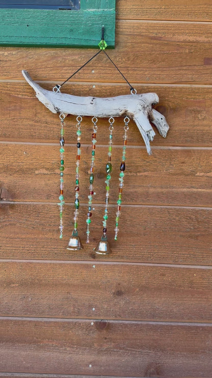 Green Driftwood Wind Chime Suncatcher
