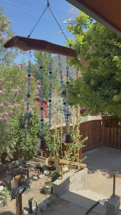 Coastal Beaded Suncatcher with Driftwood | Ocean Blue Hanging Decor