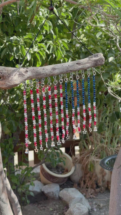 American Flag Glass Bead Driftwood Suncatcher - Med 3
