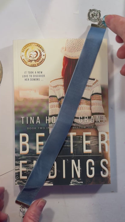 Ocean Blue nauticall Bookmark | Handmade Ribbon Bookmark with Nautical Charm | Beach Reader Gift | Gift Box Included