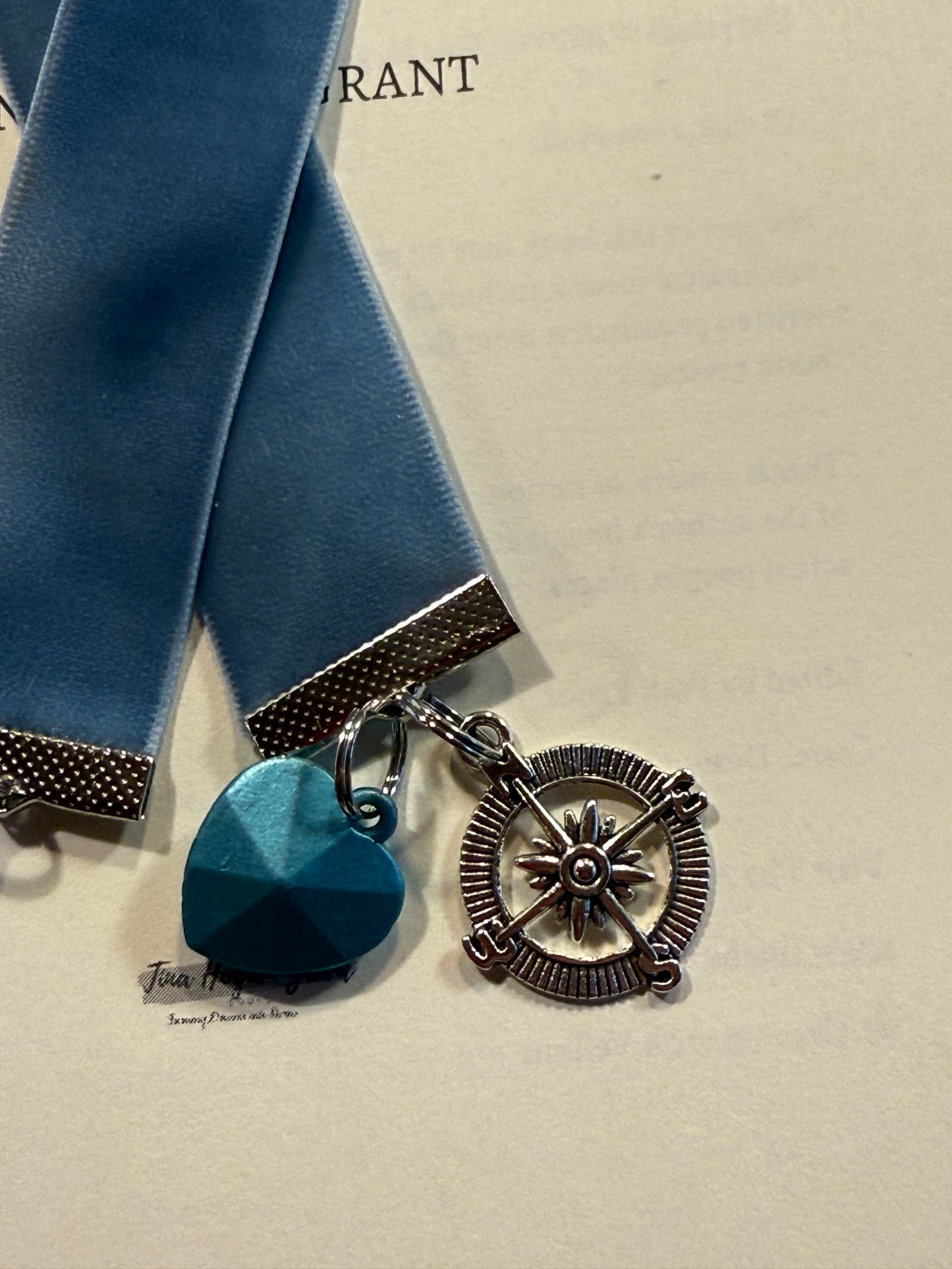 Ocean Blue nauticall Bookmark | Handmade Ribbon Bookmark with Nautical Charm | Beach Reader Gift | Gift Box Included