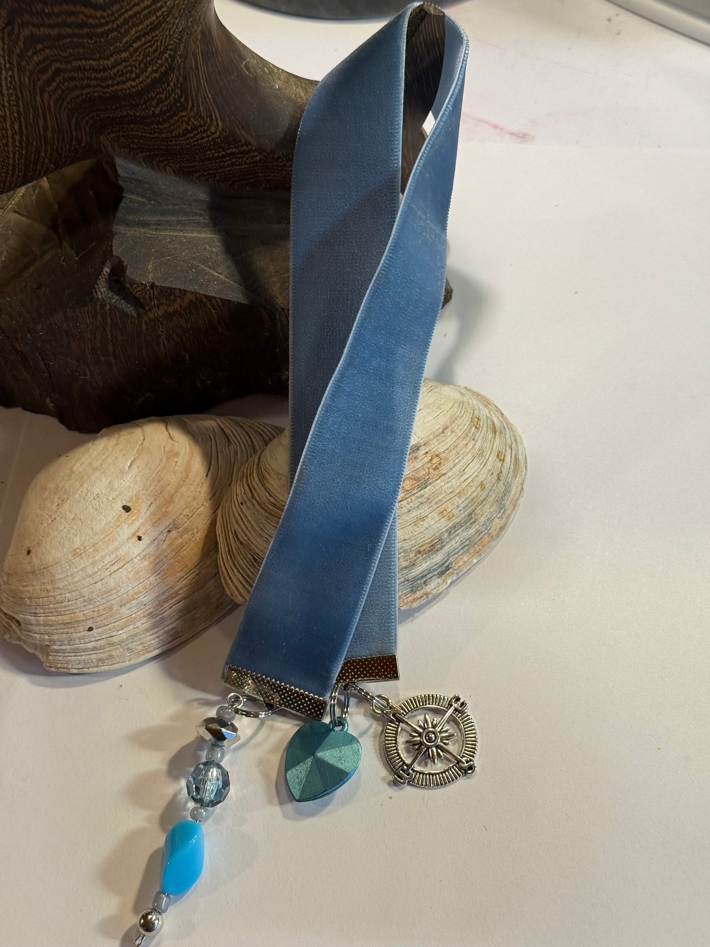 Ocean Blue nauticall Bookmark | Handmade Ribbon Bookmark with Nautical Charm | Beach Reader Gift | Gift Box Included